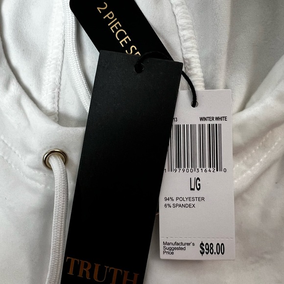 Truth by Republic 2-PC Ivory Lounge Pants & Jogger Hoodie Jacket Women Large - Picture 13 of 15